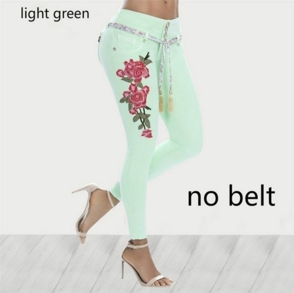 Pants - New flower print jeans